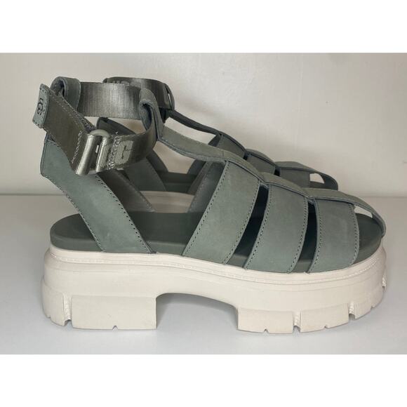 UGG Shoes - NEW UGG SANDALS 11 GLADIATOR ASHTON GREEN CHUNKY STRAPPY PLATFORM LEATHER NUBUCK